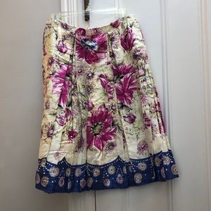 Odille Anthropologie floral lined midi skirt